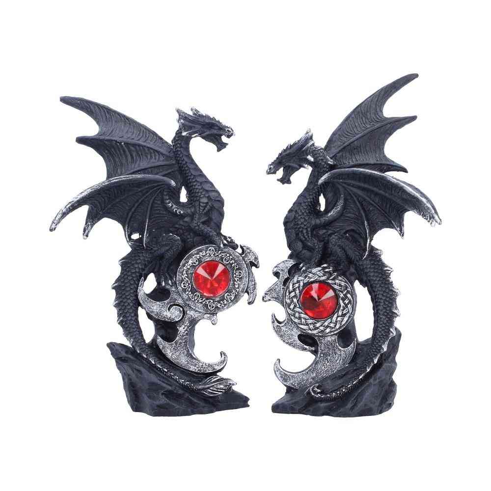 Nemesis Now - Midnight Protectors (Set of 2) Figurines - Dragon - Noir/Rouge